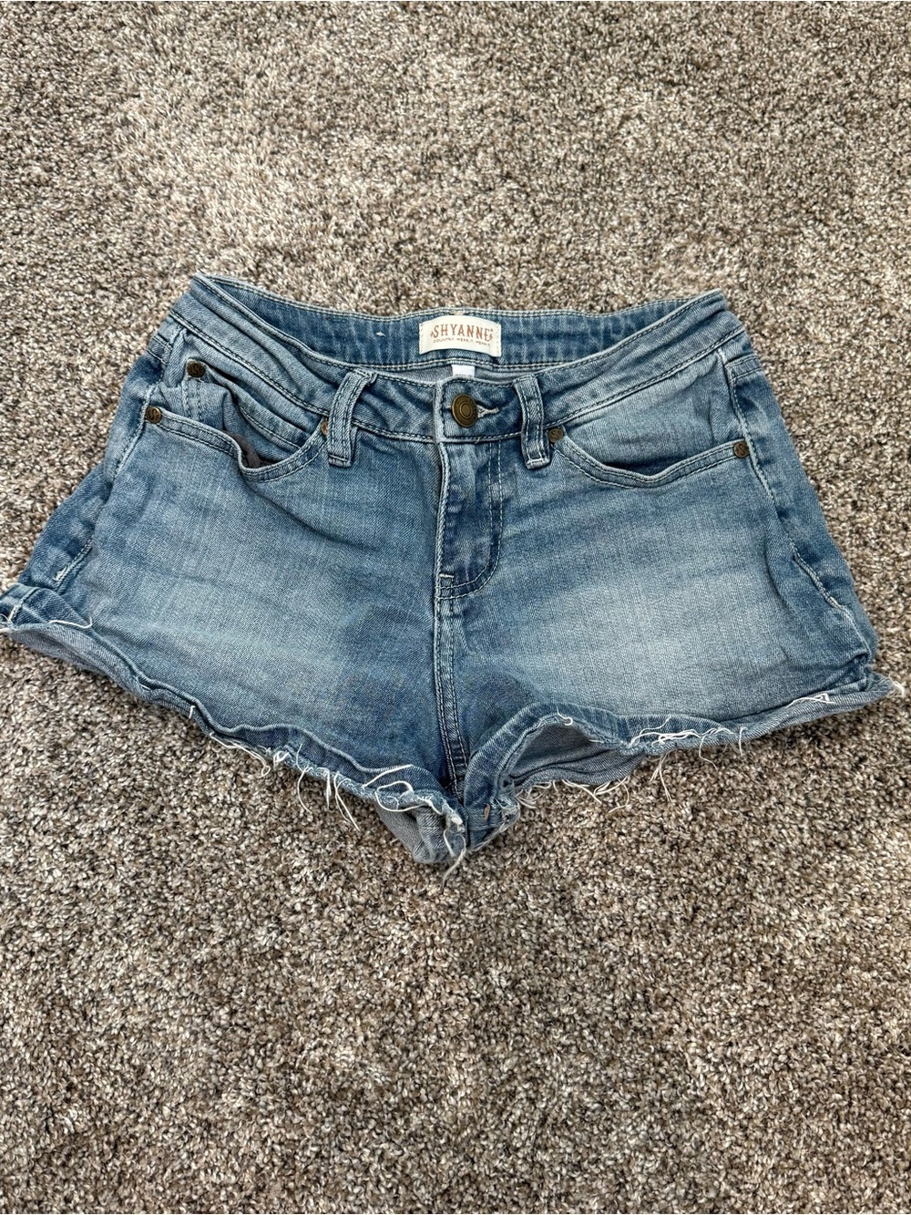 Shyanne Medium Blue Distressed Denim Shorts
